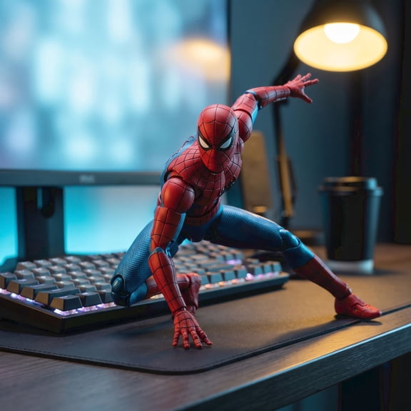 Moonsky Super Spider Style Articulated Action Figure with Detailed Costume and Accessories, Multi-Jointed Movable Model Collectible for Display Desk Decor Gift for Fans