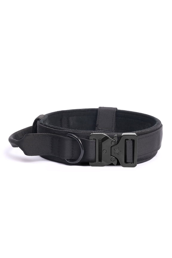 Tactical Dog Collar, Heavy Duty Military Nylon Pet Collar with Control Handle Metal Buckle Adjustable Training Collar for Medium Large Dogs Outdoor