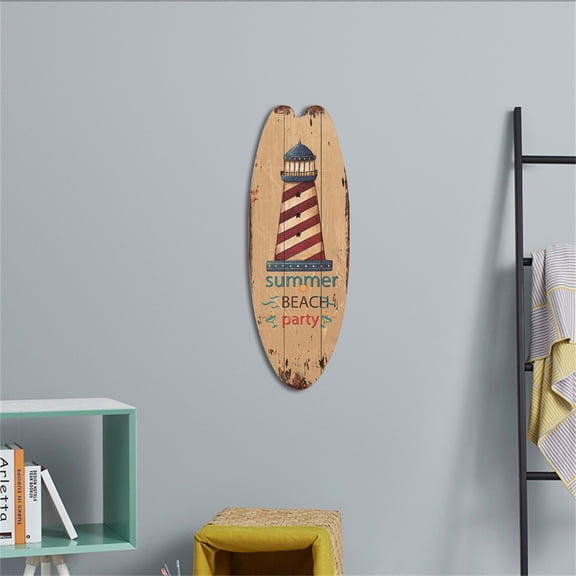 Moonsky Vintage Wooden Surfboard Sign Beach Themed Hanging Wall Decor for Bars and Home 1PC