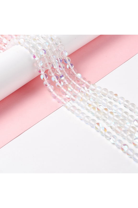 Moonstone Beads Strands Round Clear AB 6mm Hole: 0.8mm about 63pcs/strand 14.57''~15.55''(37~39.5cm)