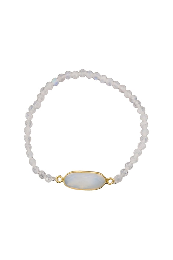 Moonstone Bracelet for Kids, Toddler Bracelet with Certified 925 Sterling Silver 18K Gold Plated Moonstone Crystal Charm - Crystals and Healing Stones for Gifts