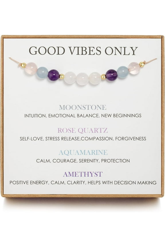 Moonstone Bracelets, New Beginnings Gifts for Women, Good Vibes Only Bracelet, Manifestation Gifts, Protection Gift, Positive Energy, Manifest Positivity, Happiness Bracelet Gift for Her