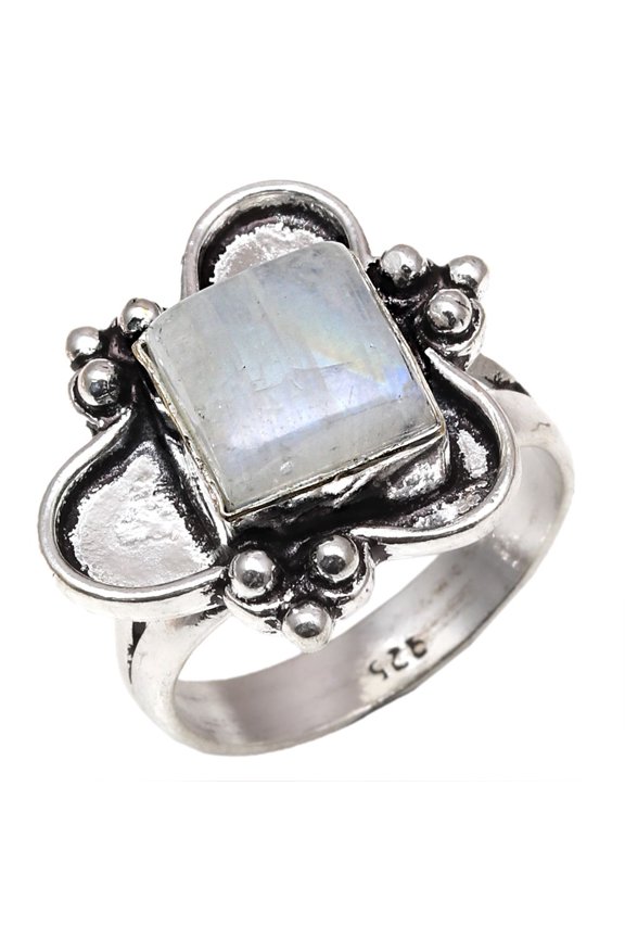 Moonstone Cabochon Gemstone Handmade Mother's Day Jewelry Rings "8"