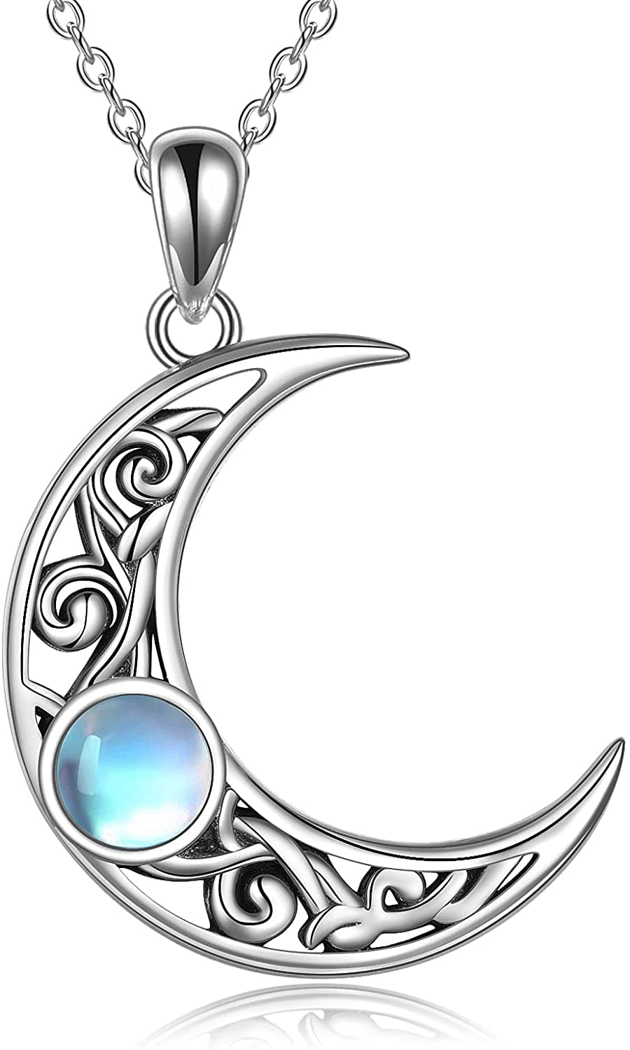 Moonstone Crescent Moon Necklace for Women Sterling Silver