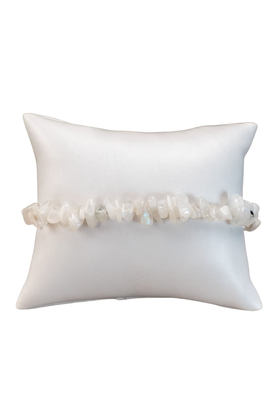 Moonstone Crystal Chip Stretch Bracelet Genuine Stone
