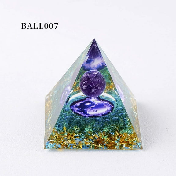 Moonstone Crystal Orgone Pyramid - Amethyst Ball Starry Sky - Ogan Crystal Energy Tower - Nature Reiki Healing Chakra Crushed Stone Jewelry - 5cm, Home Decor