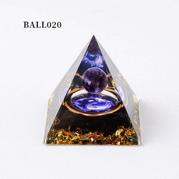 Moonstone Crystal Orgone Pyramid - Amethyst Ball Starry Sky - Ogan Crystal Energy Tower - Nature Reiki Healing Chakra Crushed Stone Jewelry - 5cm, Room Decor