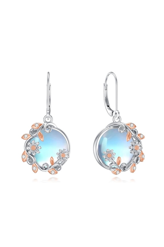 Moonstone Dangle Earrings 925 Sterling Silver Filigree Drop Dangle Earrings Moonstone Jewelry Gifts for Women