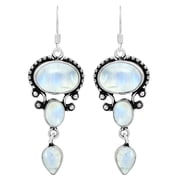Moonstone Dangle Earrings For Women - Silver Earrings for Women - White Moon Stone Handmade Jewelry - Mothers Day Gifts For Her - Trendy Moonstone Earrings for Women