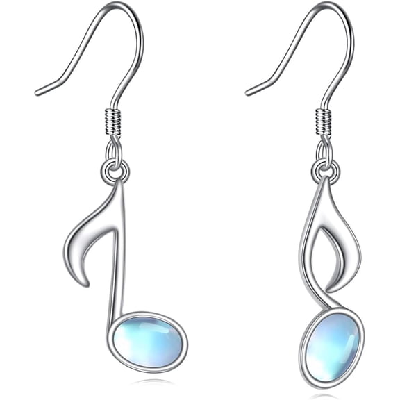 Moonstone Earrings 925 Sterling Silver Music Dangle Drop Earrings Music Note Elegant Jewelry Gifts for Women (Music)