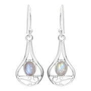 EARTHGEMS JEWELLERY Moonstone Earrings Sterling Silver Earrings Oval Shape Gemstone Earrings Dangle & Drop Earrings Earrings for Women