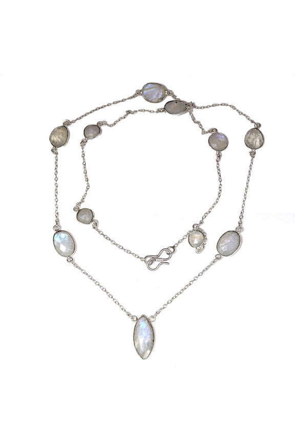 Moonstone Feceted Gemstone Handmade Antique Jewelry Necklaces 35''