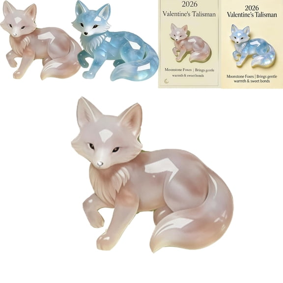 Moonstone Fox Figurine - Handcrafted Crystal Fox Sculpture, Symbol of Warm Bonds & Love, Unique Valentine's Day Decor & Holiday Gift(pink)