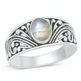 thumbnail image 1 of Moonstone High Polished Ring .925 Sterling Silver Band White Cubic Zirconia Jewelry Female Size 6, 1 of 4
