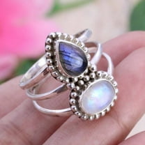Moonstone, Labradorite Ring 925 Sterling Silver Ring Handmade Ring Women's Ring