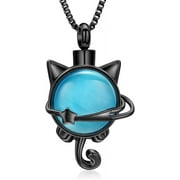 Moonstone Lovely Cat Cremation Ashes Jewelry Moonstone Cat Urn Necklace for Ashes for Women Men Pet Cremation Necklace Cat Memorial Urn Locket