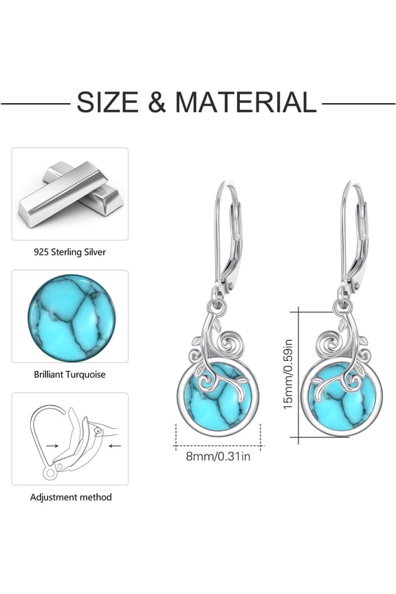 Moonstone/Malachite/Opal Rback Earrings For Women Sterling Silver Tree Life 6Mm Moonstone Dangle Earrings Jewelry Gifts Hypoallergenic Earrings For Women Daughter Sensitive Ears[Z5030]
