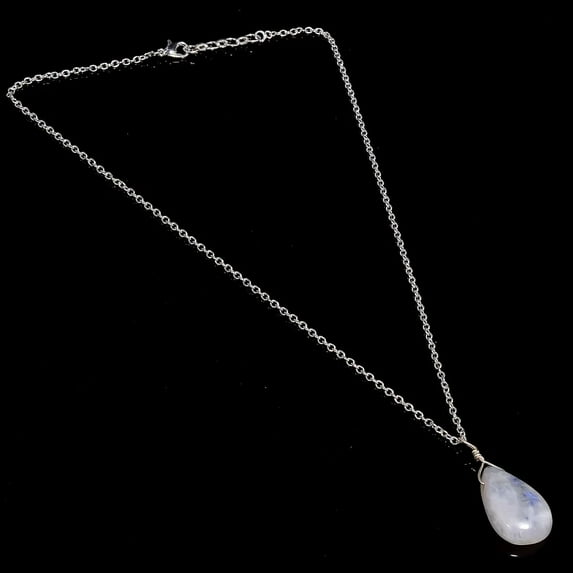 Moonstone Necklace Moonstone Pendant 925 Sterling Silver Chain Necklace for Women Moonstone Jewelry Gift for Her