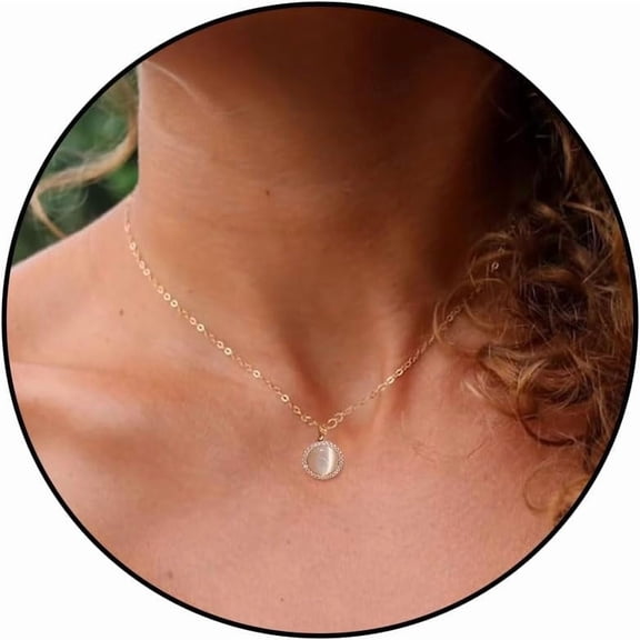 Moonstone Necklace New Beginnings Gifts for Women Natural Crystal Stone Dainty Pendant Necklace Healing Gifts Gold Chain Necklace