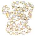 thumbnail image 1 of Moonstone Necklace Rainbow Blue Flash Faceted Round Goldtone Bezel Set 14k Gold Filled Clasp 24" Designed for Adult Women, 1 of 4