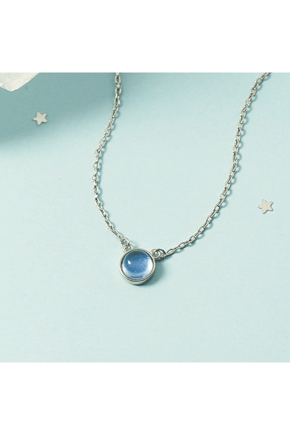 Moonstone Necklace for Women Silver Minimalist Pendant Necklace Jewelry Gifts for Mom Birthday Mother's Day Anniversary Christmas