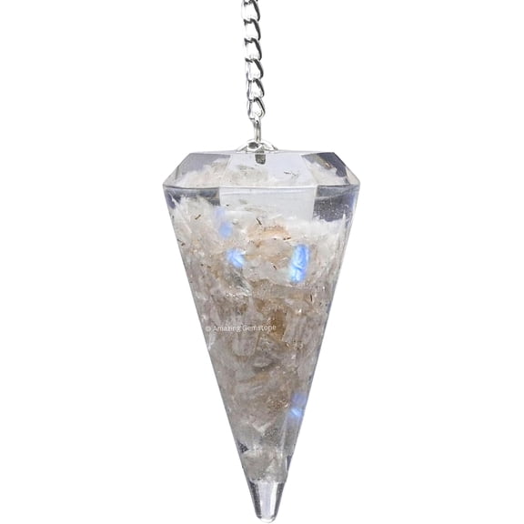 Moonstone Orgone Crystal Pendulums for Divination and Dowsing