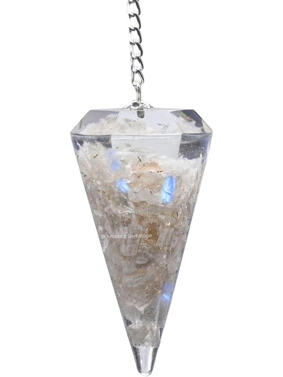 Moonstone Orgone Crystal Pendulums for Divination and Dowsing