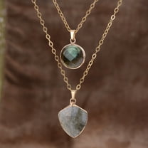Moonstone Pendant Double Chain Necklace