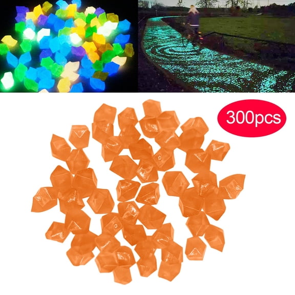Moonstone Promotion Sale! Nomeni 300 Pcs Garden Decoration Glow in The Dark Luminous Pebbles Stones Wedding, Home Decor Clearance Sale Orange