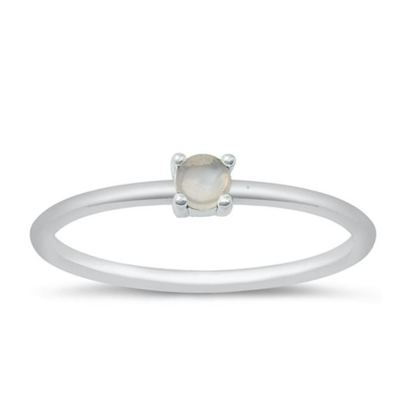 Moonstone Ring .925 Sterling Silver Band White Cubic Zirconia Jewelry Female Male Unisex Size 7