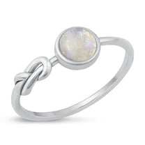 Moonstone Ring .925 Sterling Silver Love Knot Band White Cubic Zirconia Jewelry Female Male Size 9
