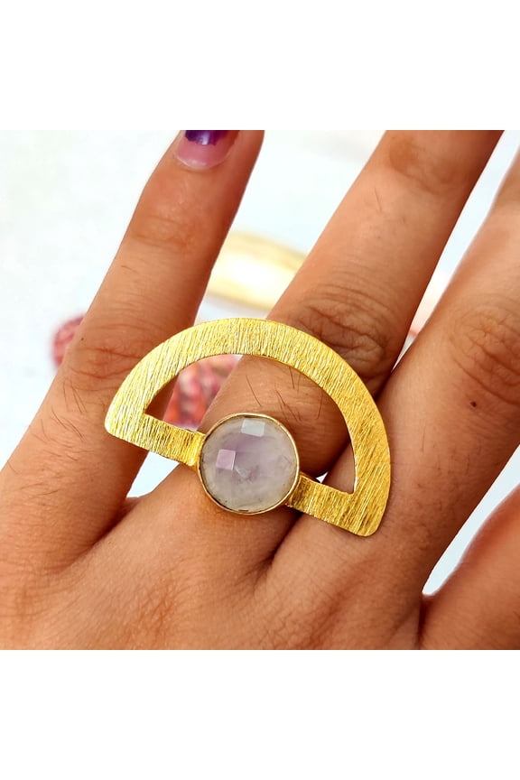 Moonstone Ring#Big "D" Ring Brass#Gemstone Ring#white Stone Ring#Gift For Her#Vintage Rings#Handmade Ring#Handmade Jewelry#Personalized Gift