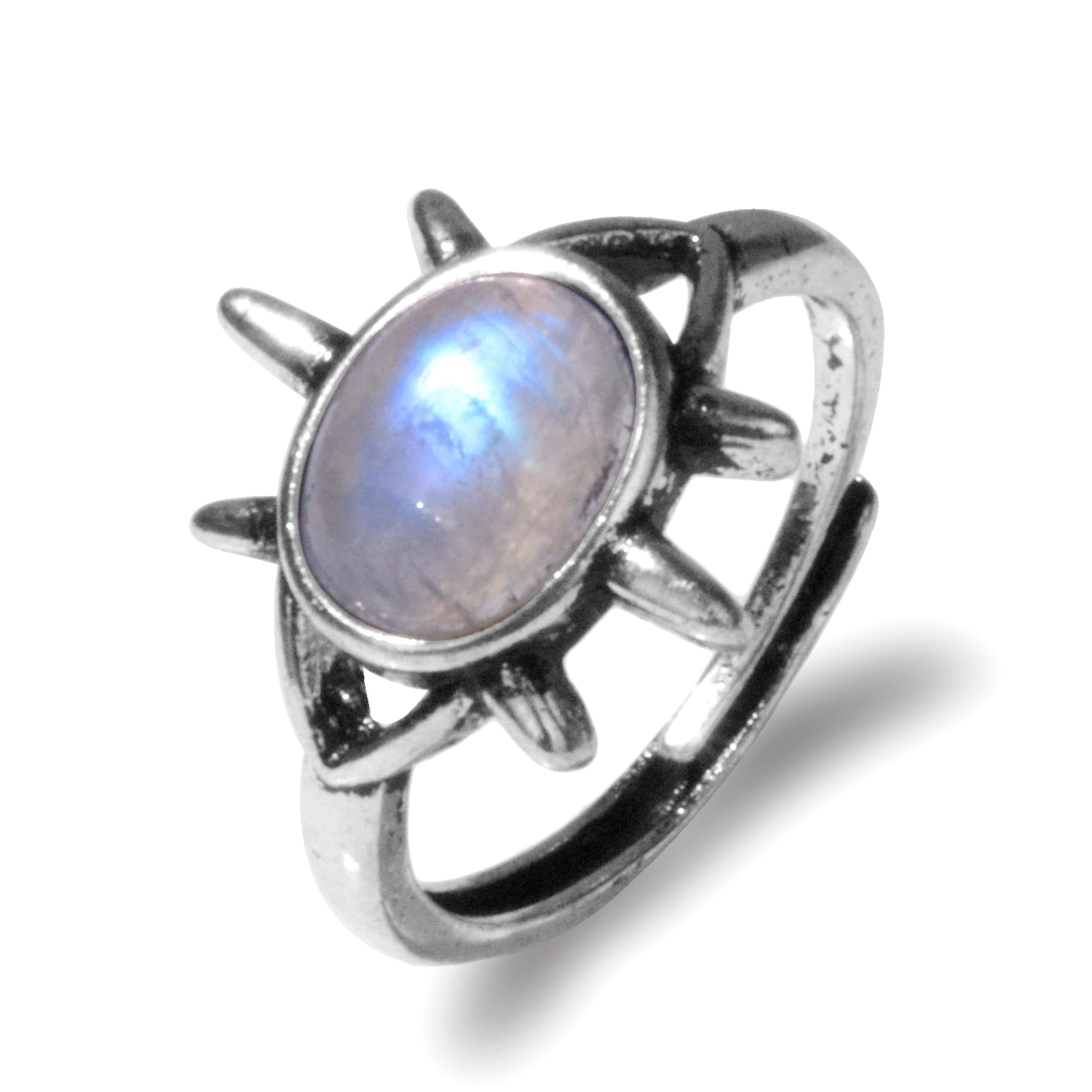 LDADAN Moonstone Ring, Elegant Silver Setting Crystal Ring for Gift, Gemstone Design for Women, Anniversary Gift for Wife