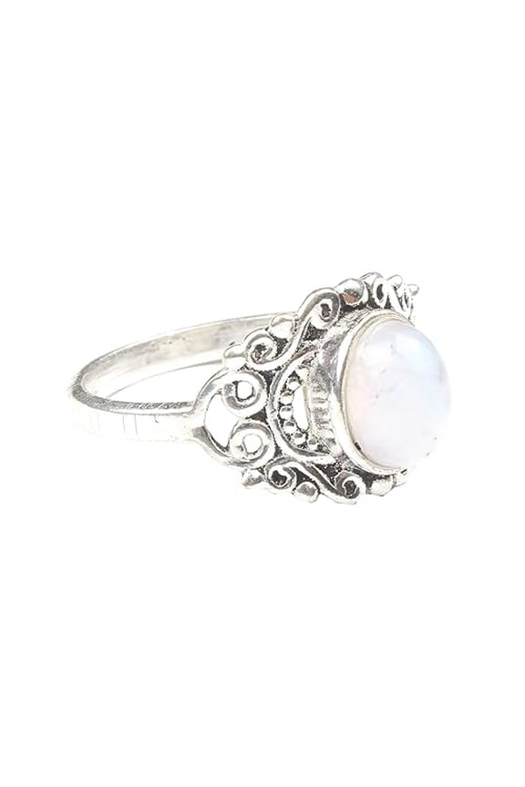 Moonstone Ring, Silver Plated Rings, Handmade Rings, White Rings, Birthstone Ring, Statement Rings, Stacking Statement Band Minimalist Finger Ring Ring (7)