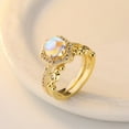 thumbnail image 1 of Moonstone Ring Yellow Gold Tone Copper Dainty Elegant Fashion Jewelry for Everyday Wear Anniversary Gift Accessory, 1 of 6