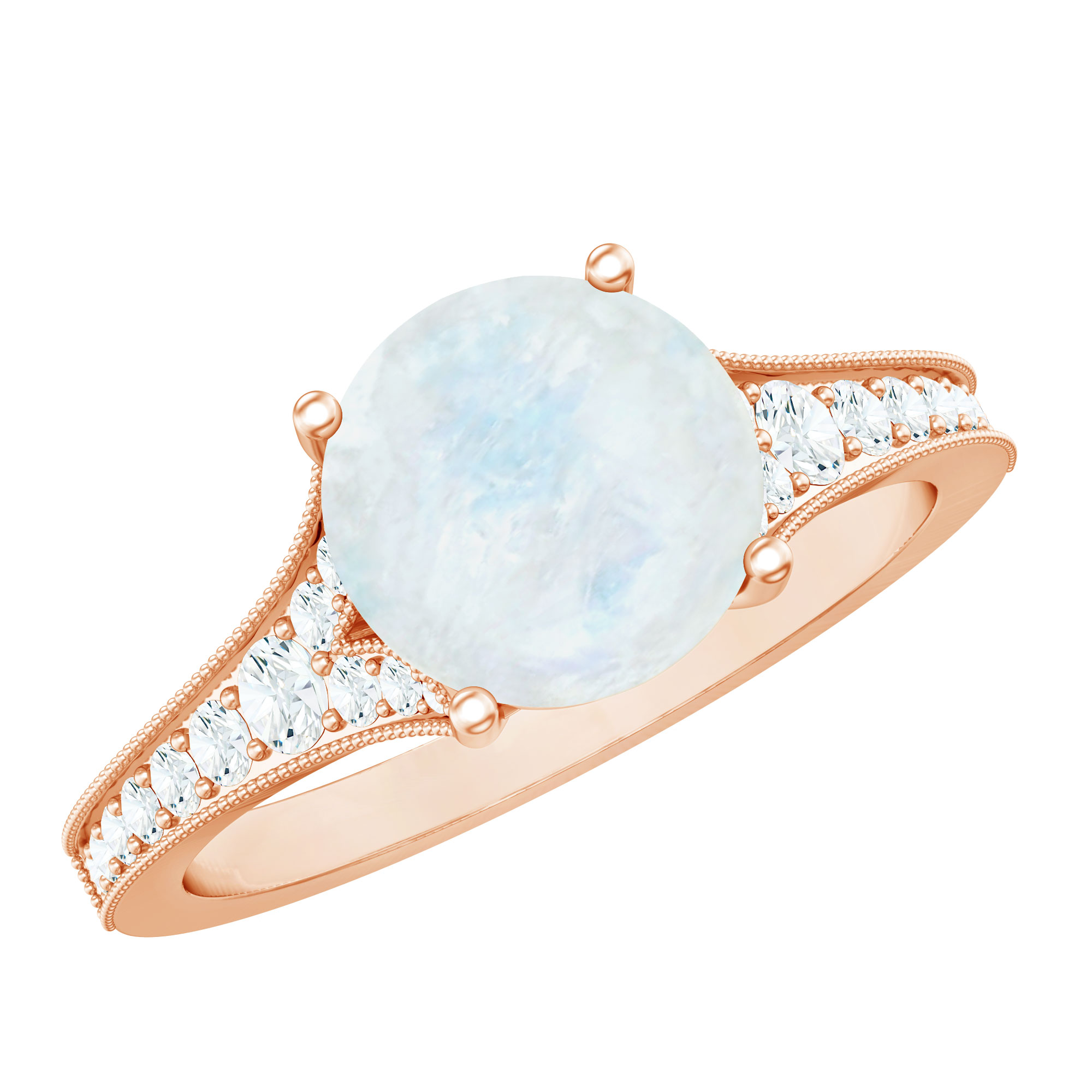 Moonstone Solitaire Ring in 14K Yellow Gold