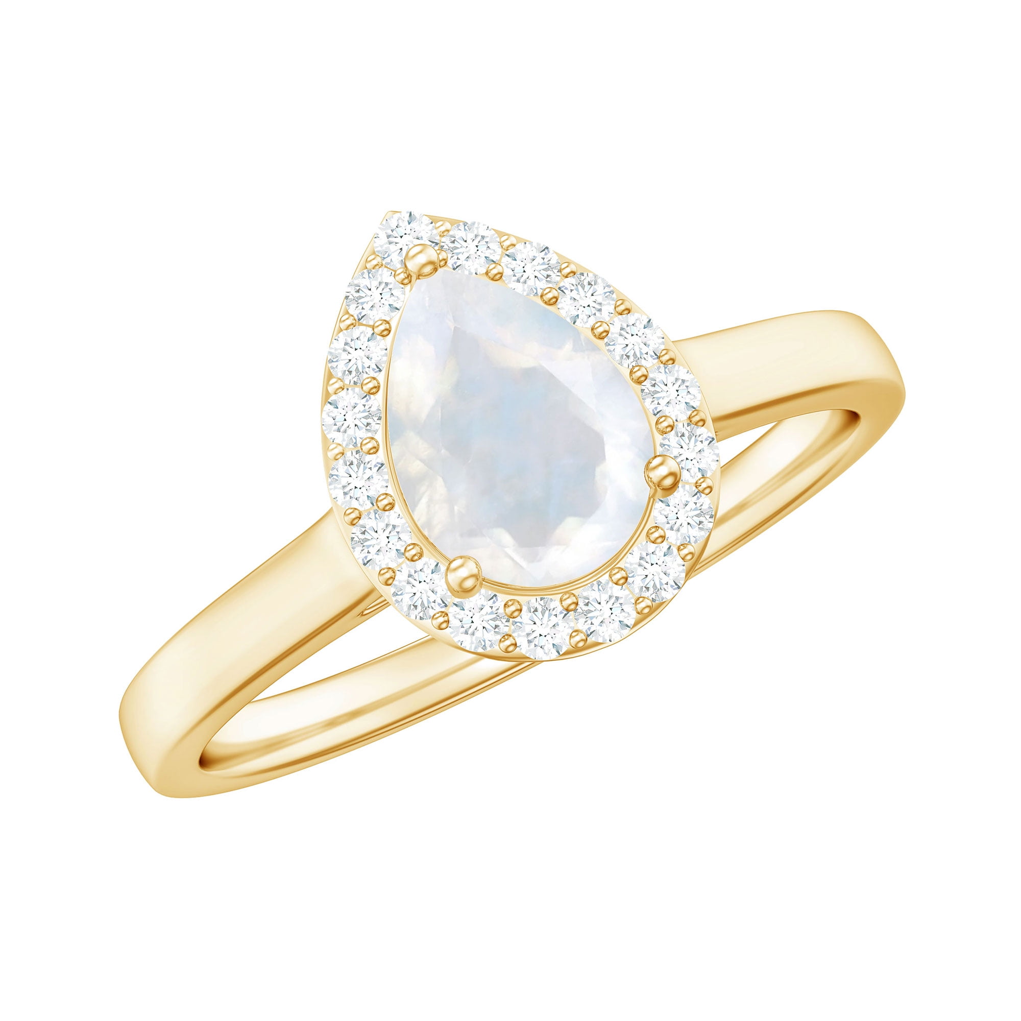 Rosec Jewels Moonstone Teardrop Ring with Diamond Halo (AAA Quality ...