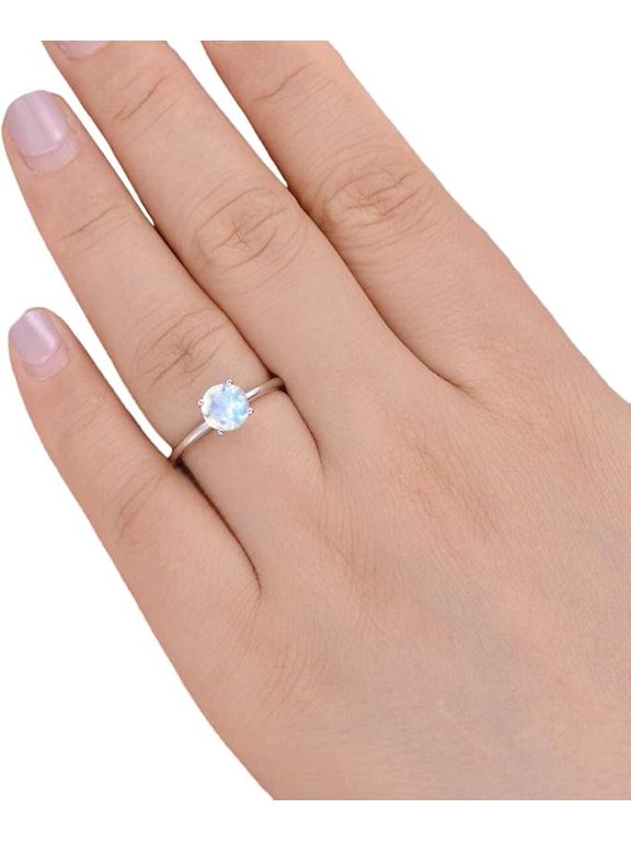 Moonstone Tiny Ring, Blue Fire MoonStone Ring, June Birthstone, Promise Ring, Womens Ring, Gold Micron Ring, 925 Sterling Silver, Dainty Ring, Minimal Ring, Statement Ring, Christmas Gift
