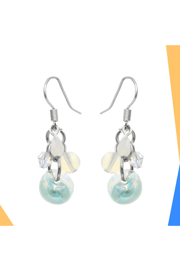 Moonstone Water Drops Bubbles and Crystal Cluster Glass Earrings by BESHEEK