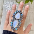 thumbnail image 1 of Moonstone With Labradorite Ring, 925 Sterling Pure Silver Ring, Handmade Ring, Silver Band Ring, Statement Ring, Anniversary Gift For Her,.., 1 of 3