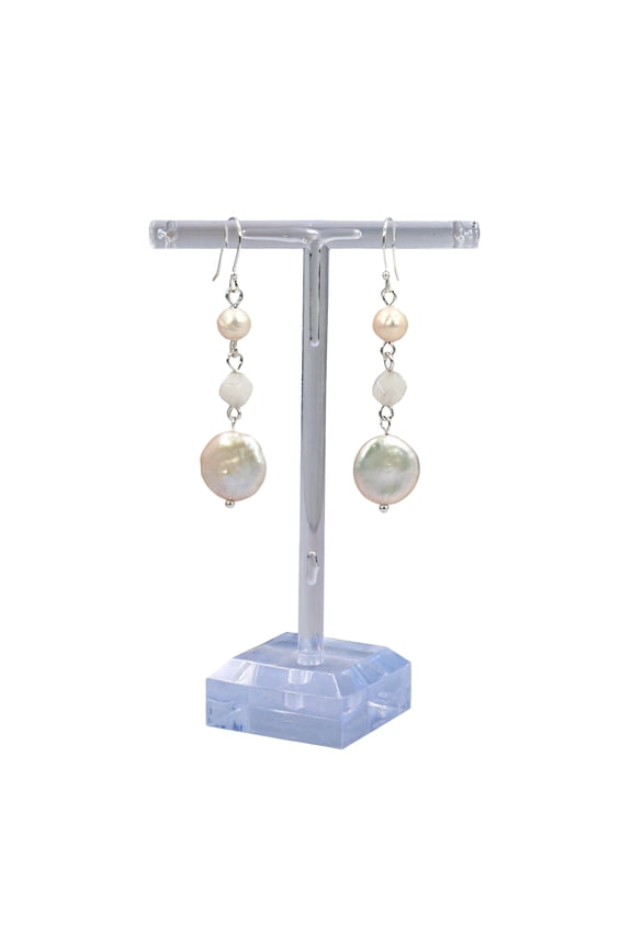 Drop Moonstone Freshwater Pearls Earrings