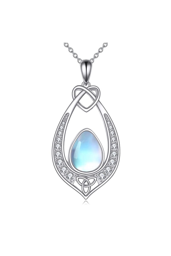 Moonstone necklaces Sterling Silver Celtic Knot Teardrop Moonstone Pendant Necklace Jewelry Christmas Gifts for Women