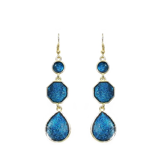Moonstruck Round Drop & Dangle Earrings for Women (Peacock Blue)