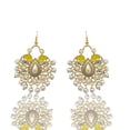 thumbnail image 1 of Moonstruck Traditional Indian Chandbali Kundan Hoop Earrings with Pearls for Women (Yellow), 1 of 2