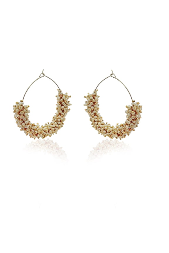 Moonstruck Traditional Indian Golden Hoop with Pearls Fashion Earrings for Women