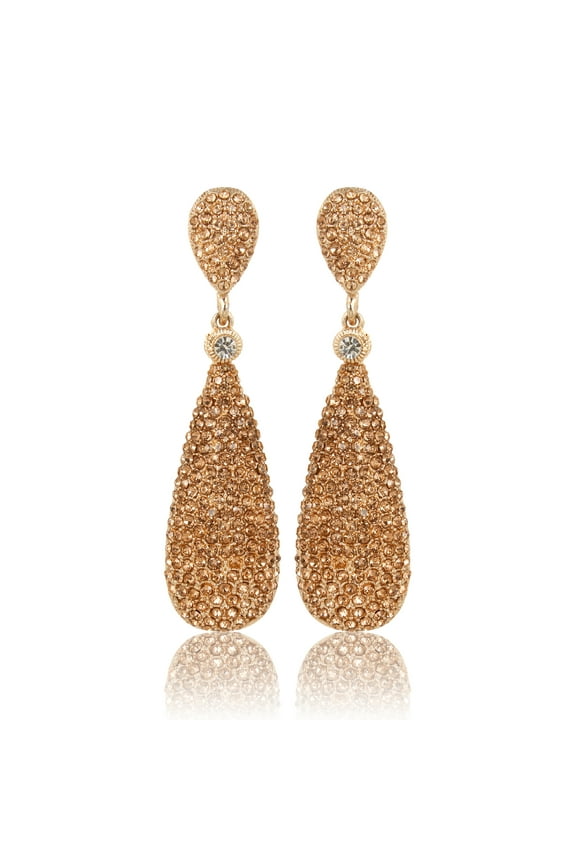 Moonstruck Women's Rose Gold Dangle Drop Crystal Studded Party Earrings