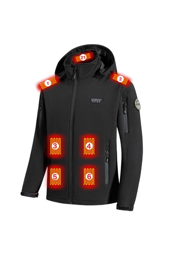 21 Areas Heated Jacket Outdoor Sports Coat Camping Warm Heated Clothes(black L)