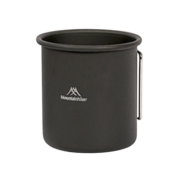 Moontgen 300ml Camping Water Cups Foldable Handle Outdoor Tea Mug (Black)