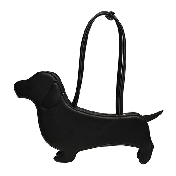 Moontgen Cartoon Dog Shaped Shoulder Bag Designer Handbag Cute Purse for Women (Black)