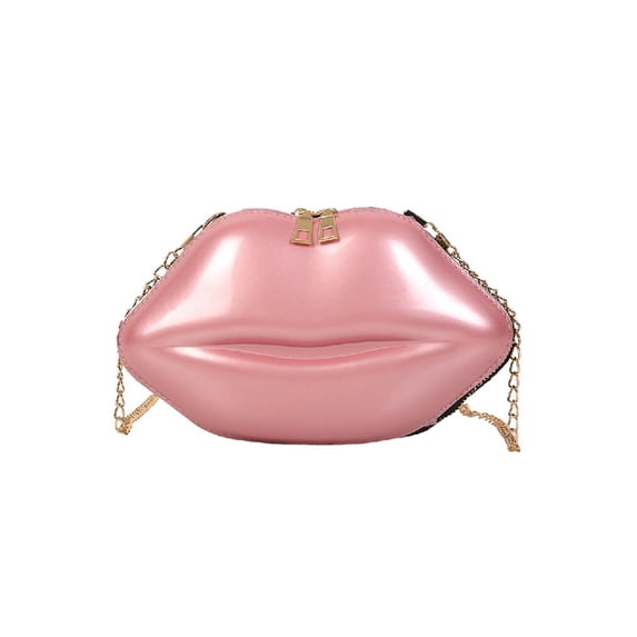 Moontgen Crossbody Bag for Women Lips Shape Shoulder Bag Pvc Clutch Purse for Work (Pink)